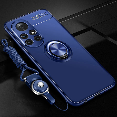 Funda Silicona Carcasa Ultrafina Goma con Magnetico Anillo de dedo Soporte para Huawei Nova 8 Pro 5G Azul