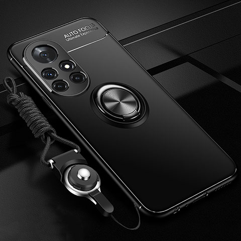 Funda Silicona Carcasa Ultrafina Goma con Magnetico Anillo de dedo Soporte para Huawei Nova 8 Pro 5G Negro