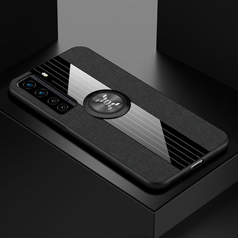 Funda Silicona Carcasa Ultrafina Goma con Magnetico Anillo de dedo Soporte para Huawei P40 Lite 5G Negro