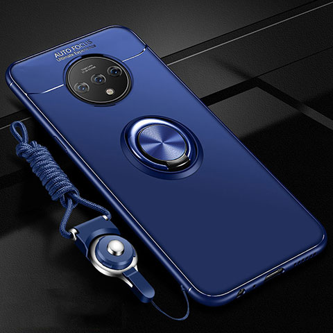 Funda Silicona Carcasa Ultrafina Goma con Magnetico Anillo de dedo Soporte para OnePlus 7T Azul