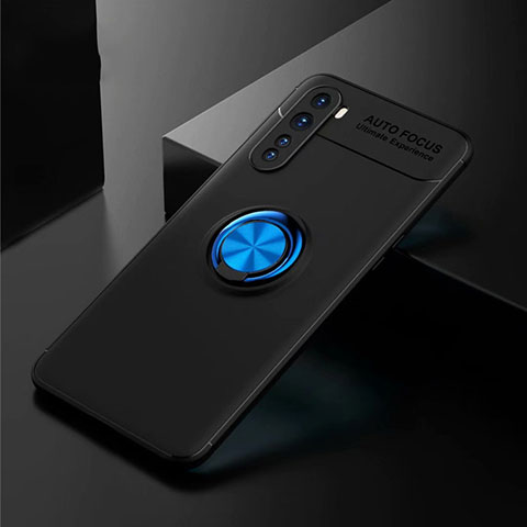 Funda Silicona Carcasa Ultrafina Goma con Magnetico Anillo de dedo Soporte para OnePlus Nord Azul y Negro