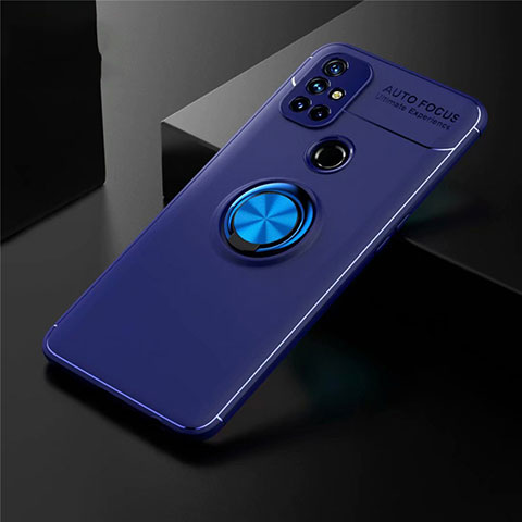 Funda Silicona Carcasa Ultrafina Goma con Magnetico Anillo de dedo Soporte para OnePlus Nord N10 5G Azul