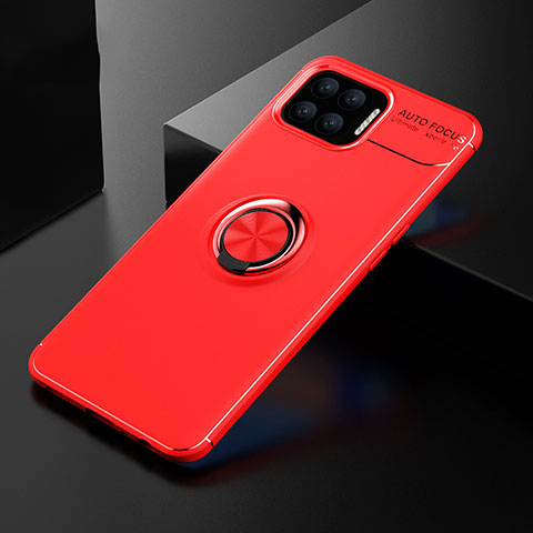 Funda Silicona Carcasa Ultrafina Goma con Magnetico Anillo de dedo Soporte para Oppo A73 (2020) Rojo