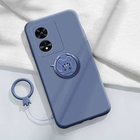 Funda Silicona Carcasa Ultrafina Goma con Magnetico Anillo de dedo Soporte para Oppo A97 5G Gris Lavanda