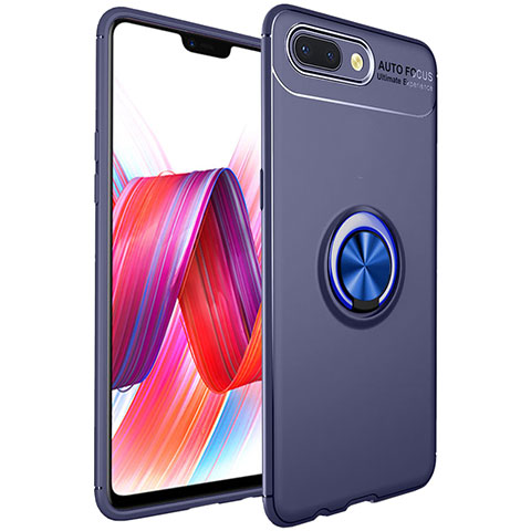 Funda Silicona Carcasa Ultrafina Goma con Magnetico Anillo de dedo Soporte para Oppo R15X Azul