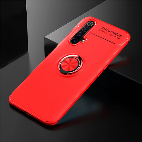 Funda Silicona Carcasa Ultrafina Goma con Magnetico Anillo de dedo Soporte para Realme X3 Rojo