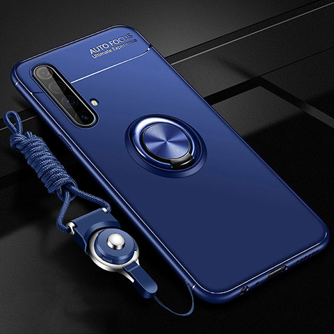 Funda Silicona Carcasa Ultrafina Goma con Magnetico Anillo de dedo Soporte para Realme X50m 5G Azul
