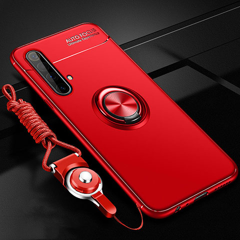 Funda Silicona Carcasa Ultrafina Goma con Magnetico Anillo de dedo Soporte para Realme X50m 5G Rojo