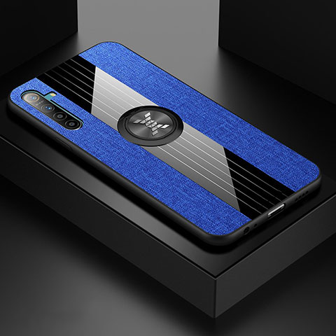 Funda Silicona Carcasa Ultrafina Goma con Magnetico Anillo de dedo Soporte para Realme XT Azul