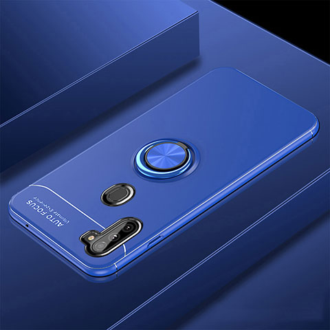 Funda Silicona Carcasa Ultrafina Goma con Magnetico Anillo de dedo Soporte para Samsung Galaxy A11 Azul