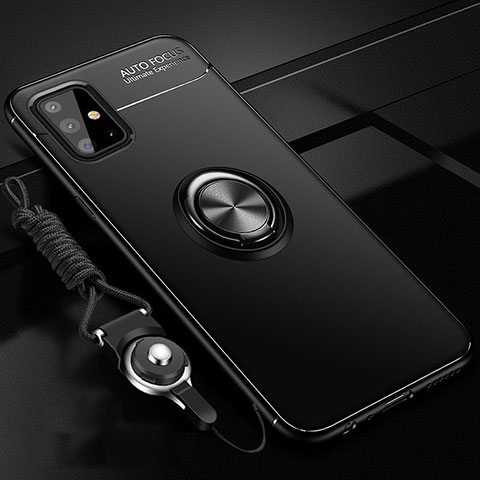 Funda Silicona Carcasa Ultrafina Goma con Magnetico Anillo de dedo Soporte para Samsung Galaxy A51 4G Negro