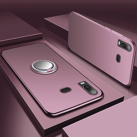 Funda Silicona Carcasa Ultrafina Goma con Magnetico Anillo de dedo Soporte para Samsung Galaxy A6s Oro Rosa