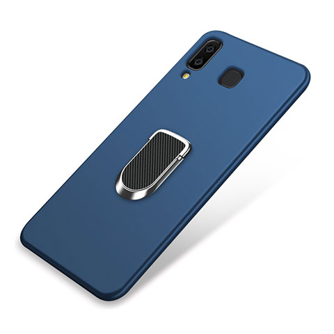 Funda Silicona Carcasa Ultrafina Goma con Magnetico Anillo de dedo Soporte para Samsung Galaxy A9 Star SM-G8850 Azul
