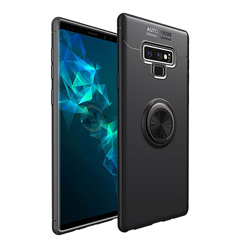 Funda Silicona Carcasa Ultrafina Goma con Magnetico Anillo de dedo Soporte para Samsung Galaxy Note 9 Negro