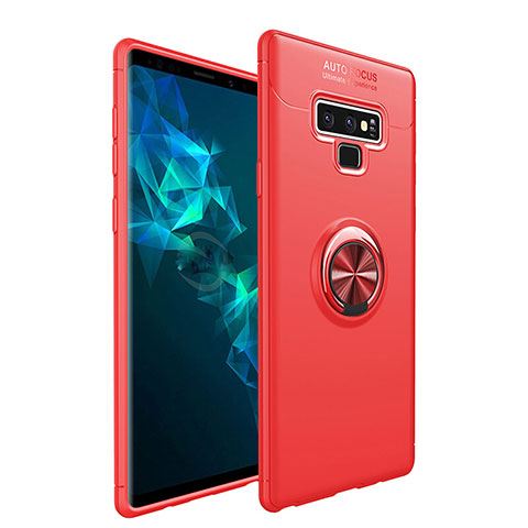 Funda Silicona Carcasa Ultrafina Goma con Magnetico Anillo de dedo Soporte para Samsung Galaxy Note 9 Rojo