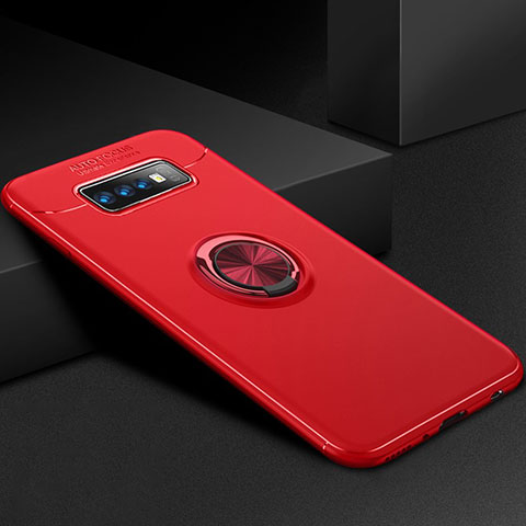 Funda Silicona Carcasa Ultrafina Goma con Magnetico Anillo de dedo Soporte para Samsung Galaxy S10 Plus Rojo