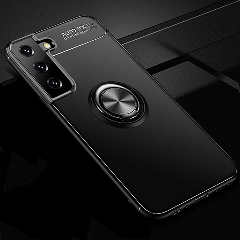 Funda Silicona Carcasa Ultrafina Goma con Magnetico Anillo de dedo Soporte para Samsung Galaxy S21 5G Negro