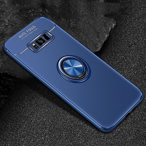 Funda Silicona Carcasa Ultrafina Goma con Magnetico Anillo de dedo Soporte para Samsung Galaxy S8 Azul