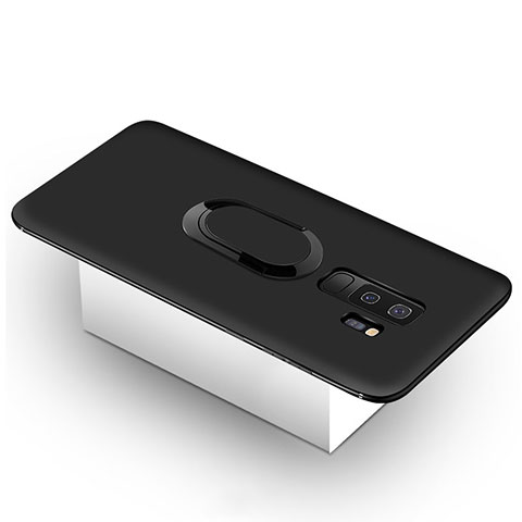 Funda Silicona Carcasa Ultrafina Goma con Magnetico Anillo de dedo Soporte para Samsung Galaxy S9 Plus Negro