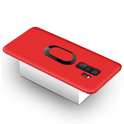 Funda Silicona Carcasa Ultrafina Goma con Magnetico Anillo de dedo Soporte para Samsung Galaxy S9 Plus Rojo