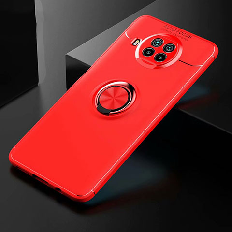 Funda Silicona Carcasa Ultrafina Goma con Magnetico Anillo de dedo Soporte para Xiaomi Mi 10T Lite 5G Rojo
