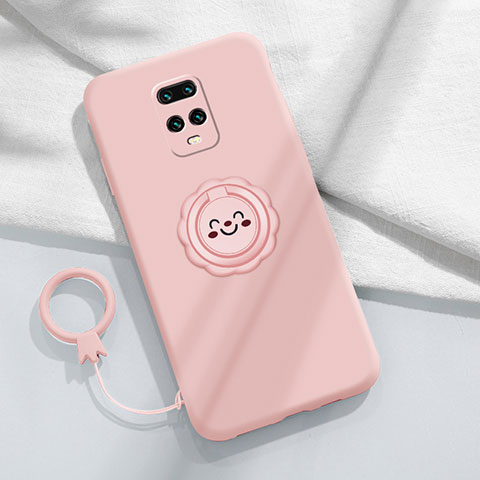 Funda Silicona Carcasa Ultrafina Goma con Magnetico Anillo de dedo Soporte para Xiaomi Redmi 10X 5G Rosa