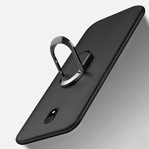 Funda Silicona Carcasa Ultrafina Goma con Magnetico Anillo de dedo Soporte para Xiaomi Redmi 8A Negro