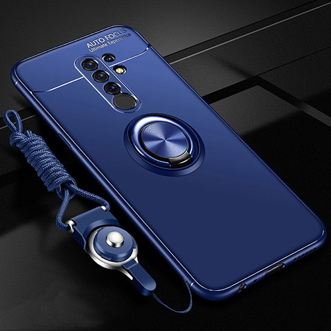 Funda Silicona Carcasa Ultrafina Goma con Magnetico Anillo de dedo Soporte para Xiaomi Redmi 9 Azul