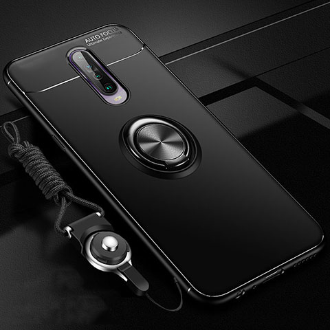 Funda Silicona Carcasa Ultrafina Goma con Magnetico Anillo de dedo Soporte para Xiaomi Redmi K30 4G Negro