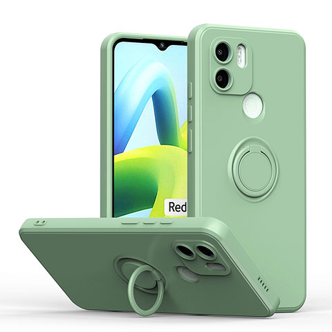 Funda Silicona Carcasa Ultrafina Goma con Magnetico Anillo de dedo Soporte QW1 para Xiaomi Redmi A2 Menta Verde