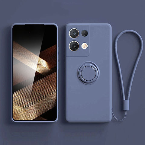 Funda Silicona Carcasa Ultrafina Goma con Magnetico Anillo de dedo Soporte S06 para Xiaomi Redmi Note 13 5G Gris Lavanda