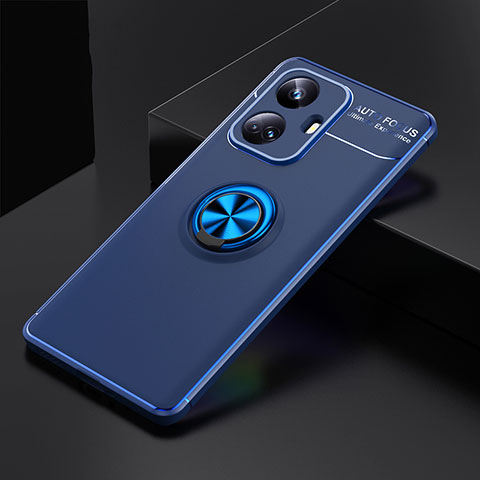 Funda Silicona Carcasa Ultrafina Goma con Magnetico Anillo de dedo Soporte SD1 para Realme 10 Pro+ Plus 5G Azul