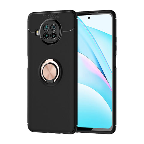Funda Silicona Carcasa Ultrafina Goma con Magnetico Anillo de dedo Soporte SD1 para Xiaomi Mi 10T Lite 5G Oro y Negro