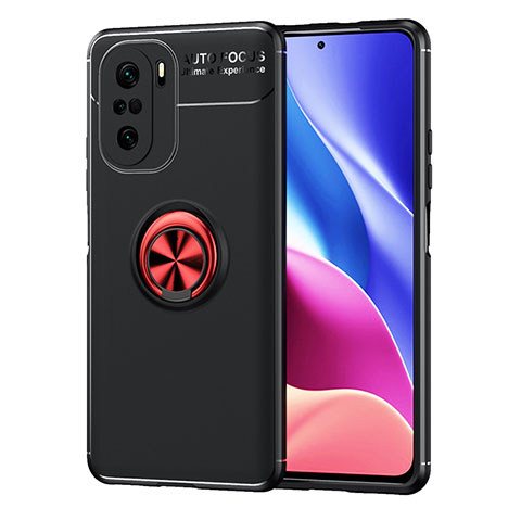 Funda Silicona Carcasa Ultrafina Goma con Magnetico Anillo de dedo Soporte SD1 para Xiaomi Mi 11X Pro 5G Rojo y Negro