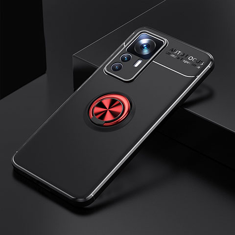 Funda Silicona Carcasa Ultrafina Goma con Magnetico Anillo de dedo Soporte SD1 para Xiaomi Mi 12T Pro 5G Rojo y Negro