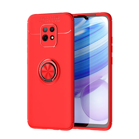 Funda Silicona Carcasa Ultrafina Goma con Magnetico Anillo de dedo Soporte SD1 para Xiaomi Redmi 10X Pro 5G Rojo