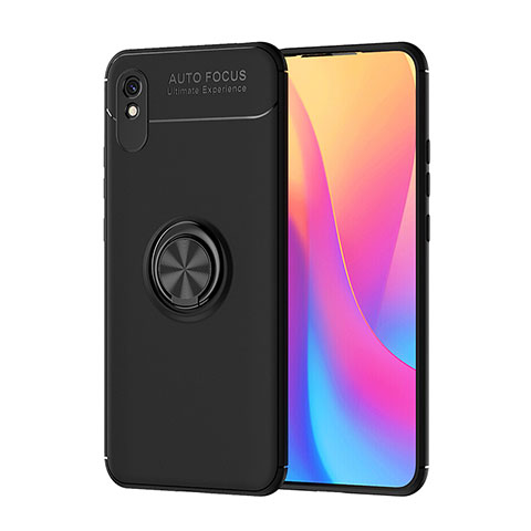 Funda Silicona Carcasa Ultrafina Goma con Magnetico Anillo de dedo Soporte SD1 para Xiaomi Redmi 9AT Negro