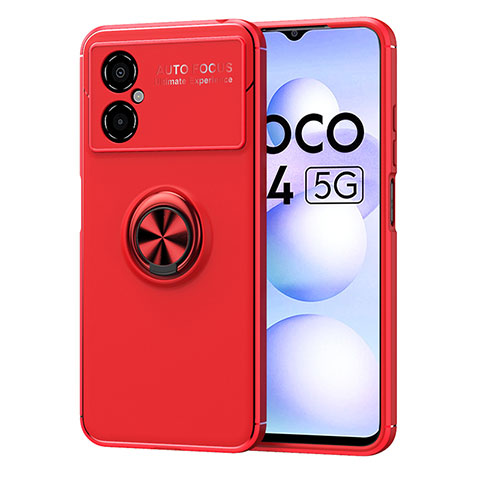 Funda Silicona Carcasa Ultrafina Goma con Magnetico Anillo de dedo Soporte SD1 para Xiaomi Redmi Note 11R 5G Rojo