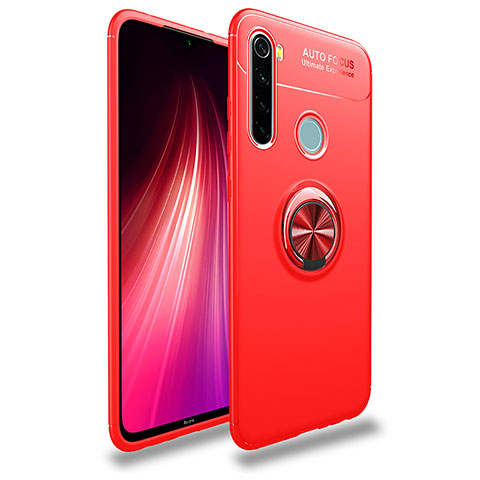 Funda Silicona Carcasa Ultrafina Goma con Magnetico Anillo de dedo Soporte SD1 para Xiaomi Redmi Note 8 (2021) Rojo