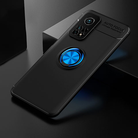 Funda Silicona Carcasa Ultrafina Goma con Magnetico Anillo de dedo Soporte SD2 para Xiaomi Mi 10T Pro 5G Azul y Negro
