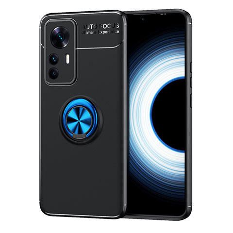 Funda Silicona Carcasa Ultrafina Goma con Magnetico Anillo de dedo Soporte SD2 para Xiaomi Mi 12T Pro 5G Azul y Negro