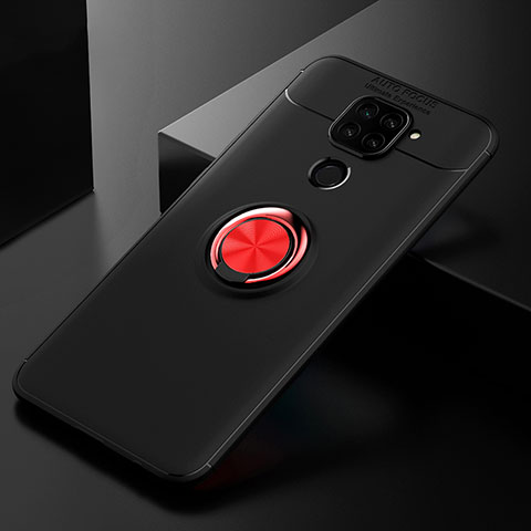 Funda Silicona Carcasa Ultrafina Goma con Magnetico Anillo de dedo Soporte SD2 para Xiaomi Redmi 10X 4G Rojo y Negro