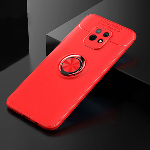 Funda Silicona Carcasa Ultrafina Goma con Magnetico Anillo de dedo Soporte SD2 para Xiaomi Redmi 10X 5G Rojo