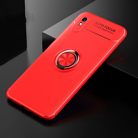 Funda Silicona Carcasa Ultrafina Goma con Magnetico Anillo de dedo Soporte SD2 para Xiaomi Redmi 9A Rojo