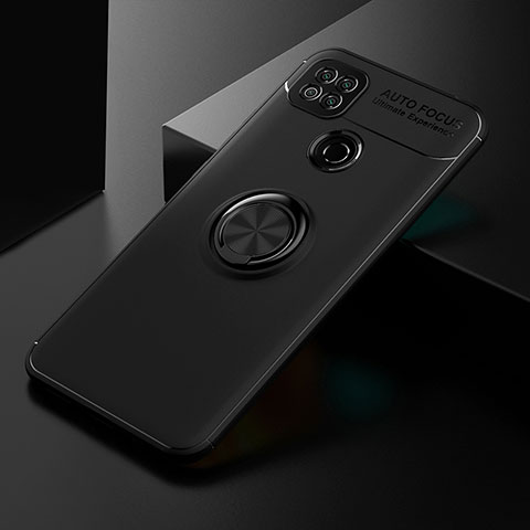 Funda Silicona Carcasa Ultrafina Goma con Magnetico Anillo de dedo Soporte SD2 para Xiaomi Redmi 9C Negro