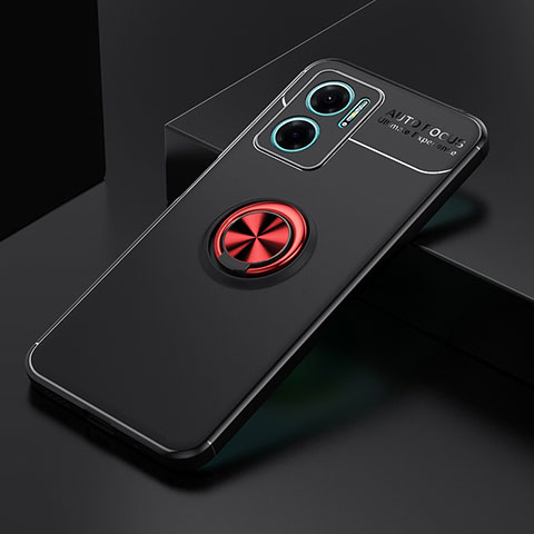 Funda Silicona Carcasa Ultrafina Goma con Magnetico Anillo de dedo Soporte SD2 para Xiaomi Redmi Note 11E 5G Rojo y Negro