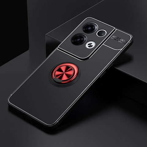 Funda Silicona Carcasa Ultrafina Goma con Magnetico Anillo de dedo Soporte SD2 para Xiaomi Redmi Note 13 Pro 5G Rojo y Negro