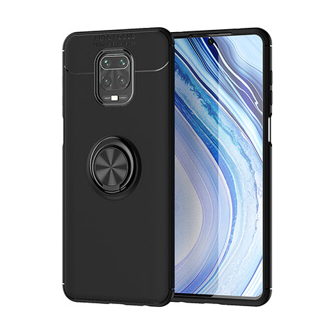 Funda Silicona Carcasa Ultrafina Goma con Magnetico Anillo de dedo Soporte SD2 para Xiaomi Redmi Note 9 Pro Negro