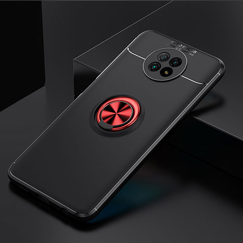 Funda Silicona Carcasa Ultrafina Goma con Magnetico Anillo de dedo Soporte SD2 para Xiaomi Redmi Note 9T 5G Rojo y Negro