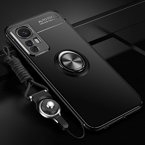 Funda Silicona Carcasa Ultrafina Goma con Magnetico Anillo de dedo Soporte SD3 para Xiaomi Mi 12T Pro 5G Negro